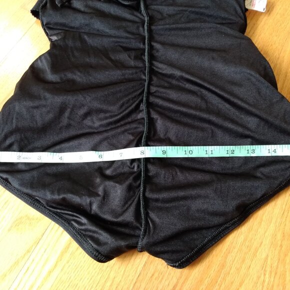 Vintage YSL Swimsuit Sz 14 Yves Saint Laurent Black Ruched 1 Piece Bathing Suit - Picture 5 of 16